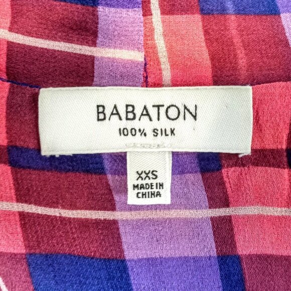 Babaton Plaid Sleeveless Sheer Silk Blouse - Picture 3 of 5